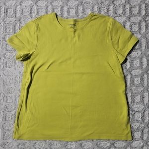 Croft & Barrow Bright Green Yellow Shirt | Short Sleeve | Women's Large